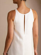 [White] SilkSilky-AU Sleeveless Crew Neck Dress 004