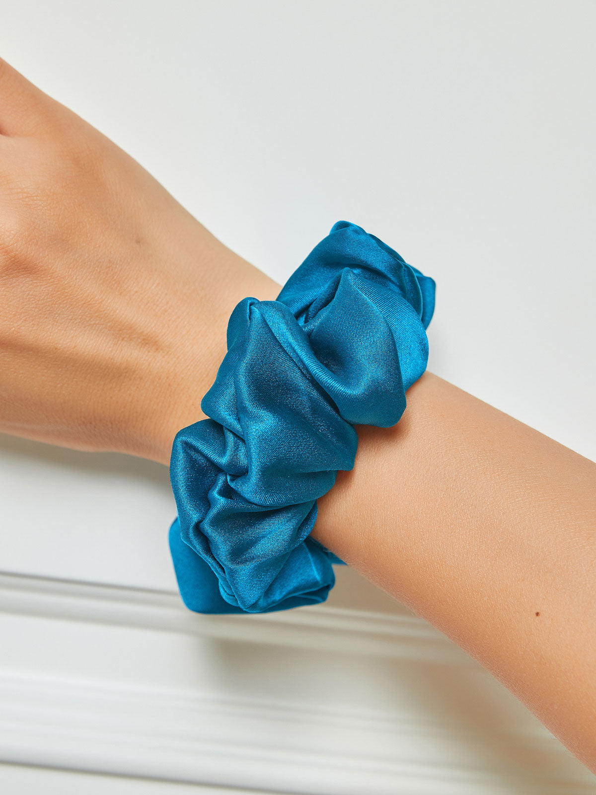 SilkSilky-AU 19Momme Pure Silk Scrunchie Teal 001