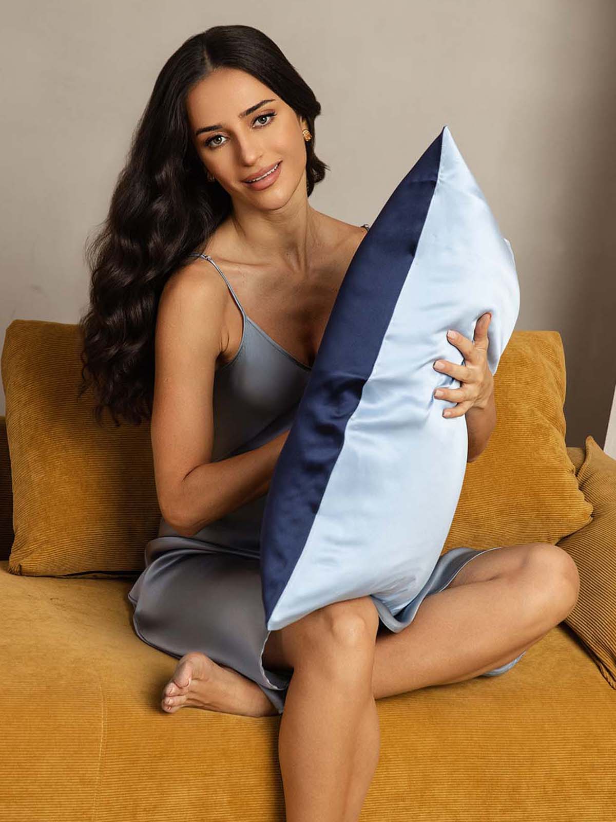 [DarkBlue+LightBlue] SilkSilky-AU 22Momme Pure Silk Pillowcase 001