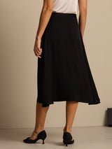 [Black] SilkSilky-AU 19Momme Stretch Silk Double Georgette Skirt 002