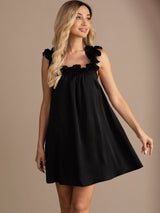 [Black] SilkSilky-AU Sleeveless Square Neck Nightgown 001