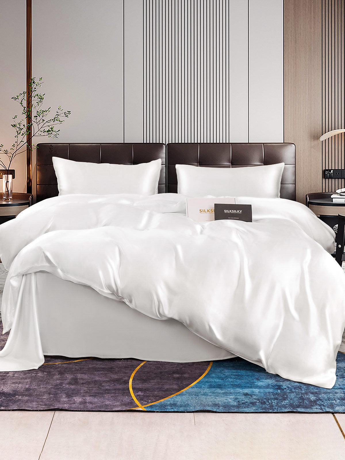 [White] SilkSilky-AU 22Momme Bedding Set 001