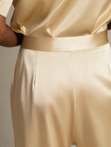 [Champagne] SilkSilky-AU 19Momme Stretch Silk Charmeuse Women's Pants 005