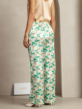[Green Floral] SilkSilky-AU 19Momme Silk Womens Pants 002