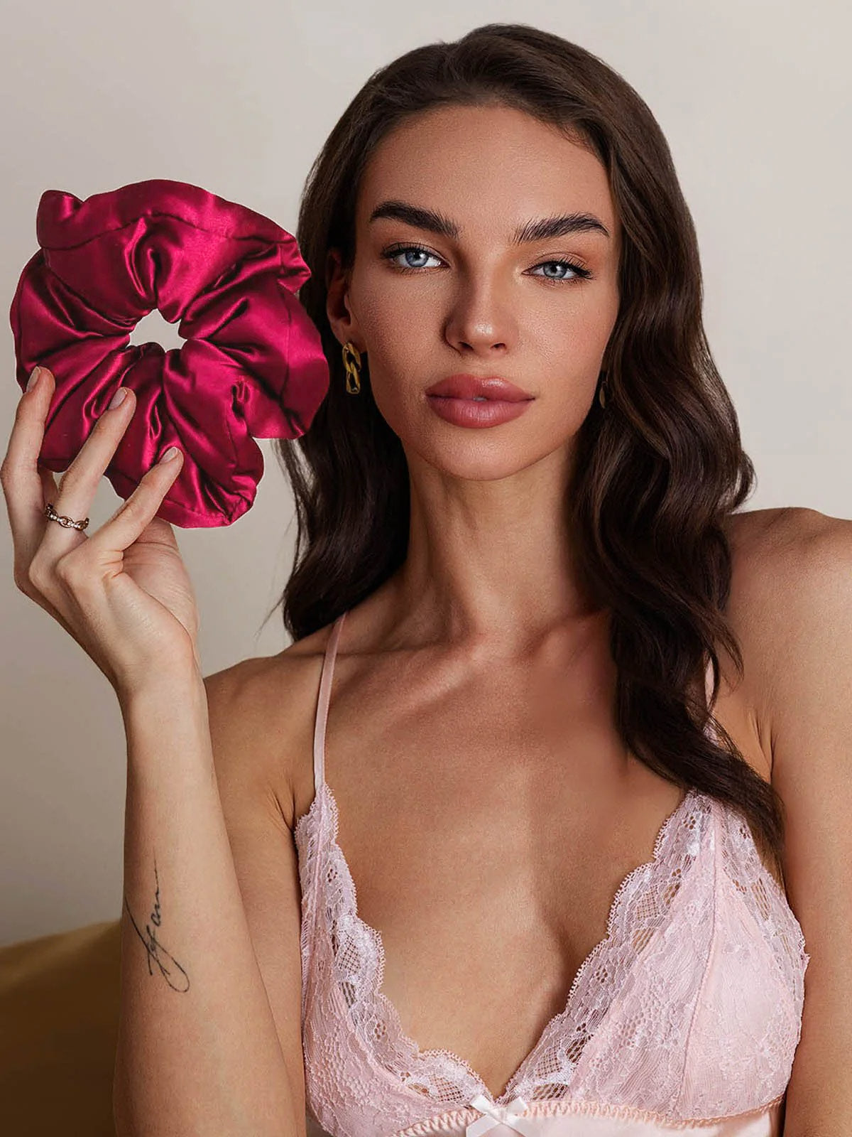 [Wine] SilkSilky-AU Pure Silk Scrunchie 003