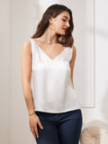 SilkSilky AU Pure Silk Sleeveless V Neck Camisole White 001