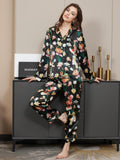Pure Silk Floral Pattern Womens Pyjama Set