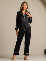 [Black] SilkSilky-AU Long Sleeve Notch Collar Women's Pyjamas 007