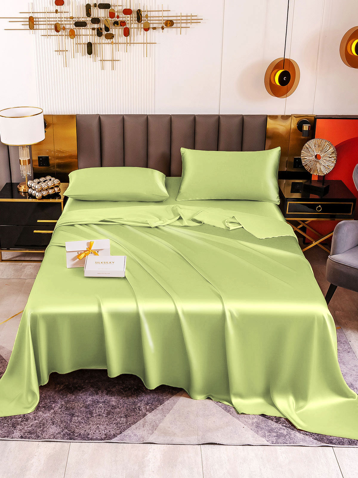 [Mint Green] SilkSilky-AU 19Momme Pure Silk Bedding Set 002