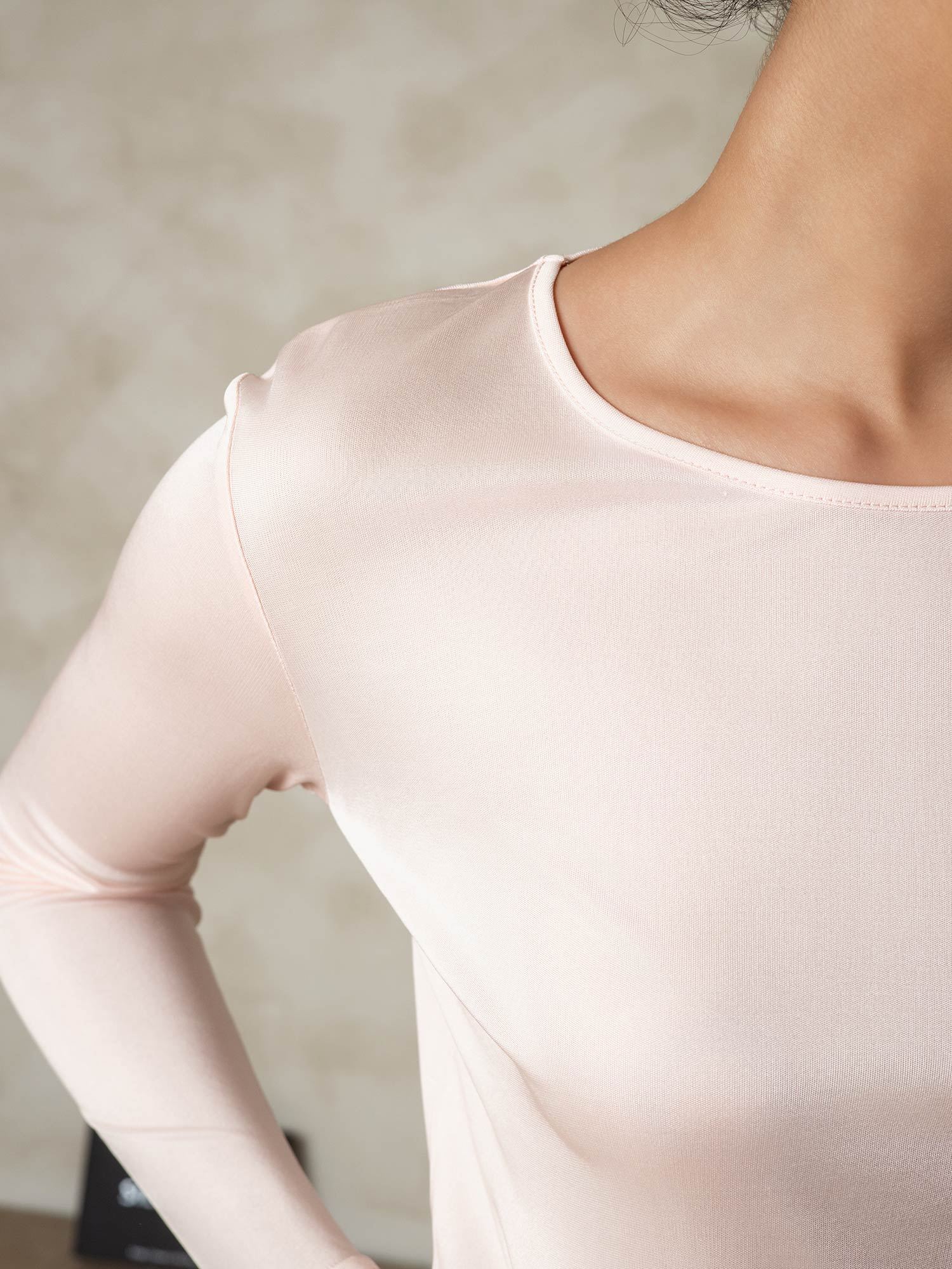 [Light Pink] SilkSilky-AU Silk Knitted Round Neck Long Johns 007