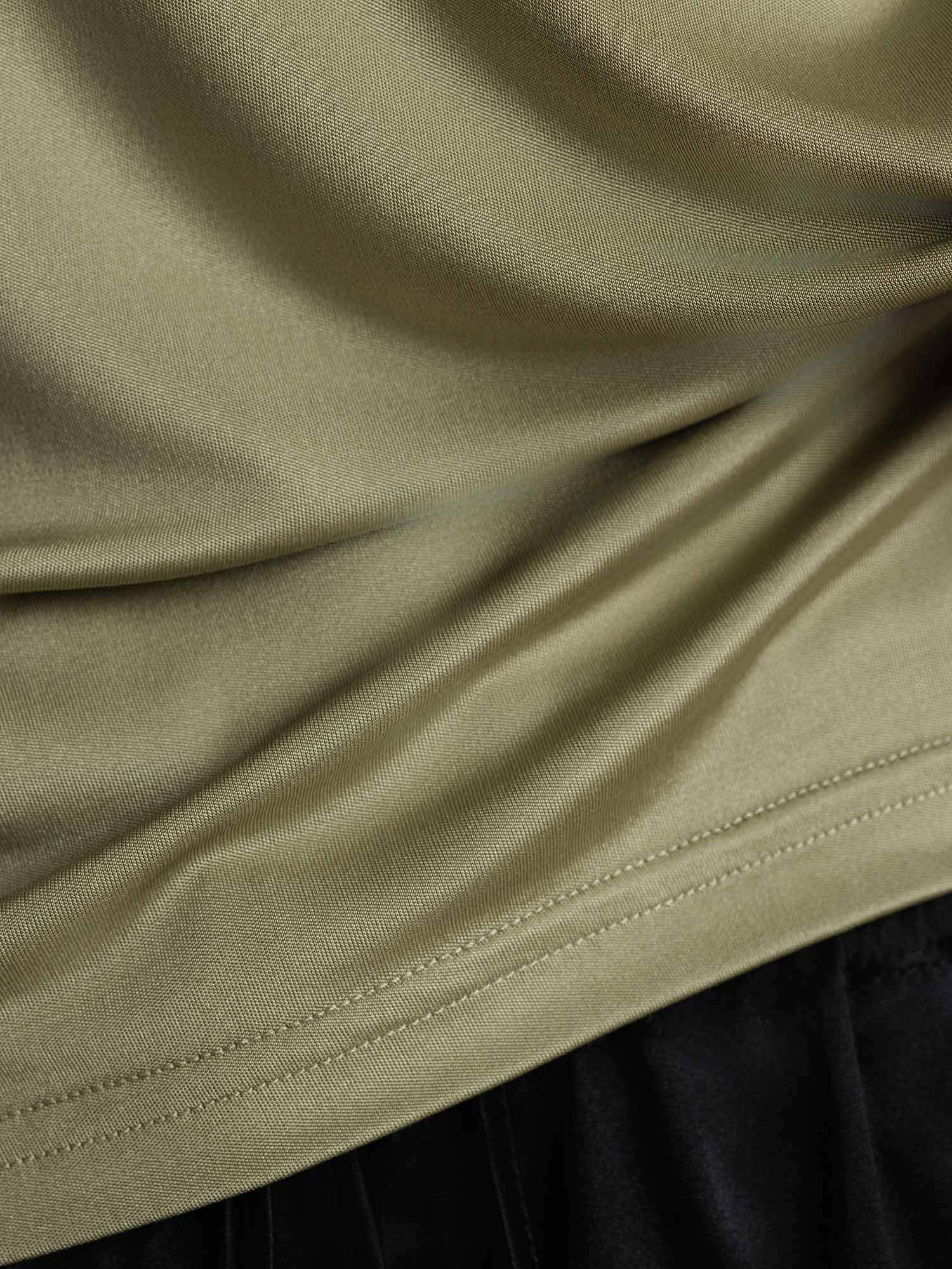 [Dried Herb] SilkSilky-AU Pure Silk Collar Women's T-Shirt 005