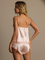 [Light Pink] SilkSilky-AU Spaghetti Strap V Neck Camisole Set 002