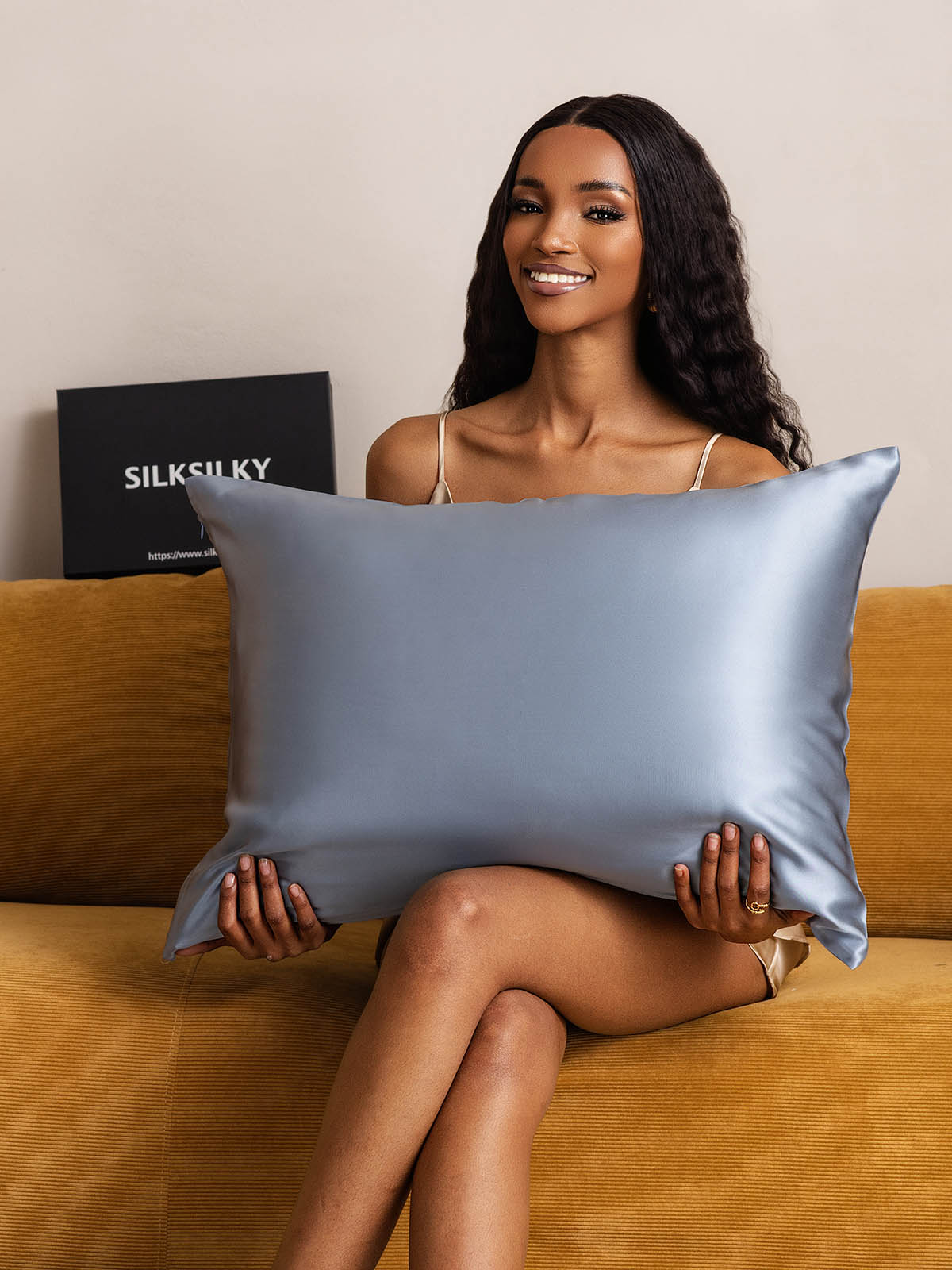 [Grayish Blue] SilkSilky-AU 22Momme Pure Silk Pillowcase 001