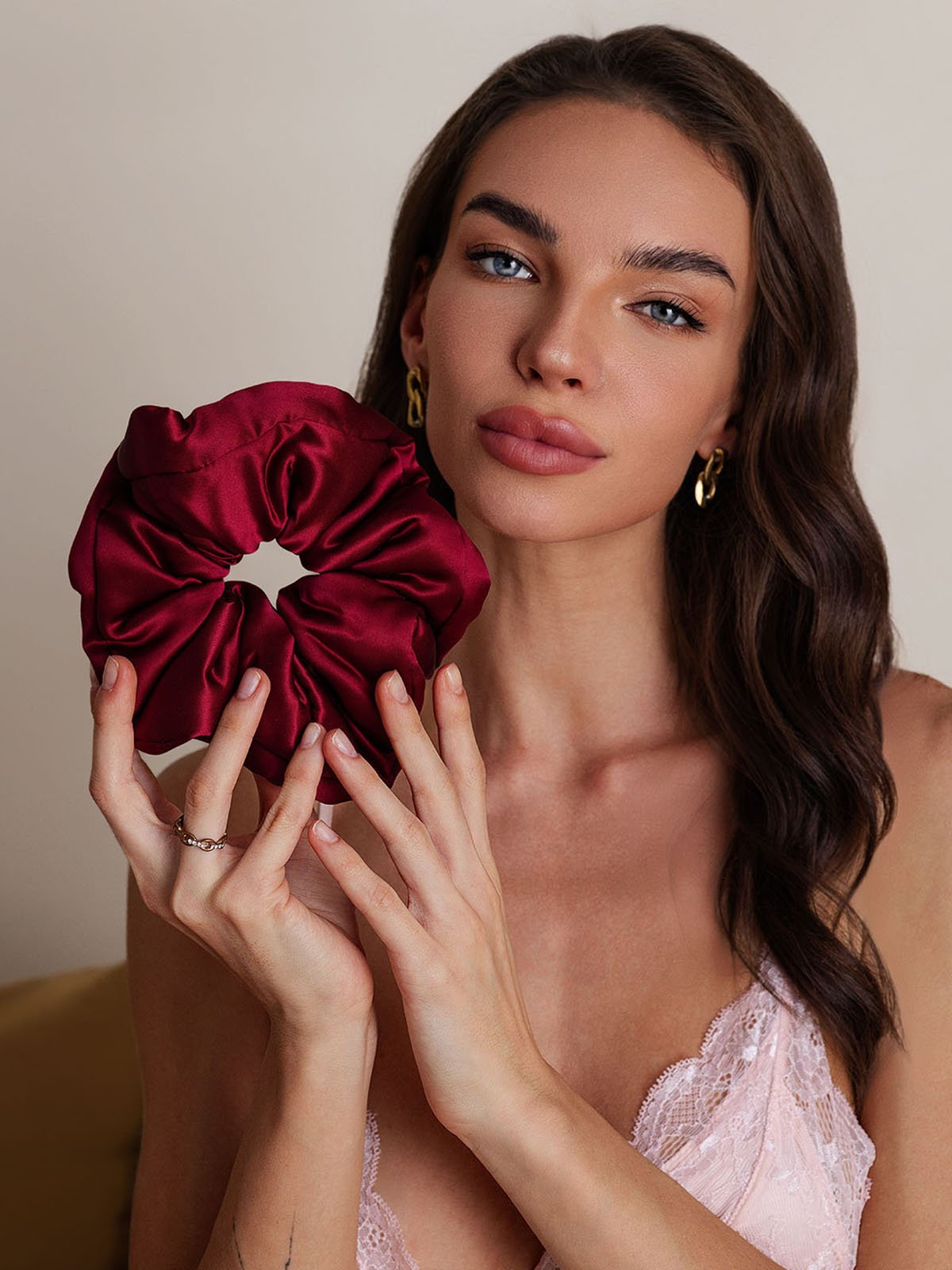 [Wine] SilkSilky-AU Pure Silk Scrunchie 002