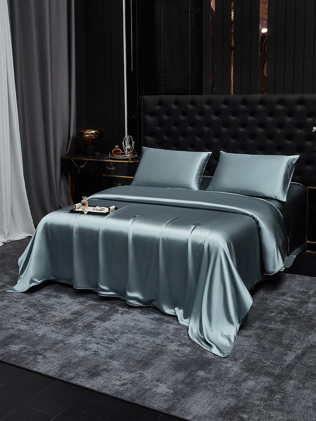 [Grayish Blue] SilkSilky-AU 22Momme Pure Silk Bedding Set 002