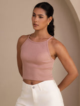 [Pink] SilkSilky-AU Sleeveless Crew Neck Camisole 003