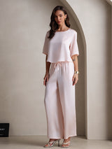 [Pink] SilkSilky-AU Half Sleeve Round Neck Women's Pyjamas 006