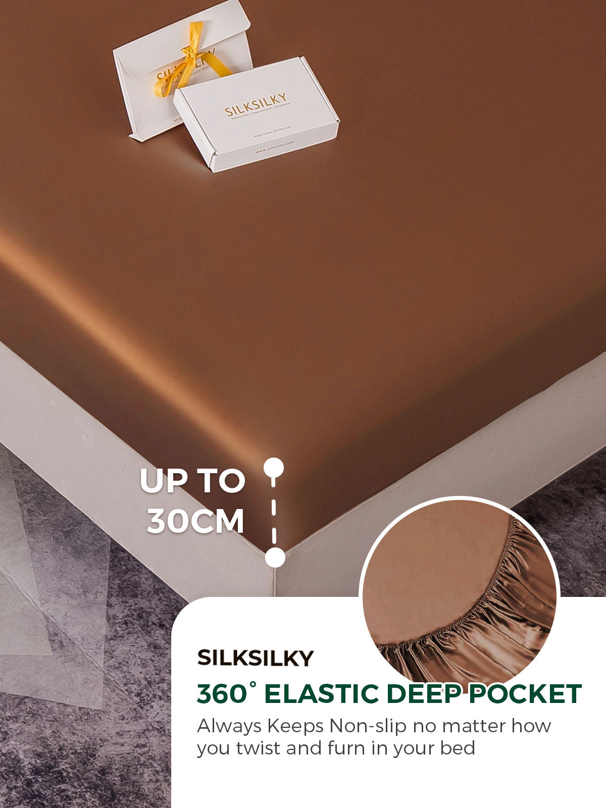 [Coffee] SilkSilky-AU 19Momme Bedding Set 004