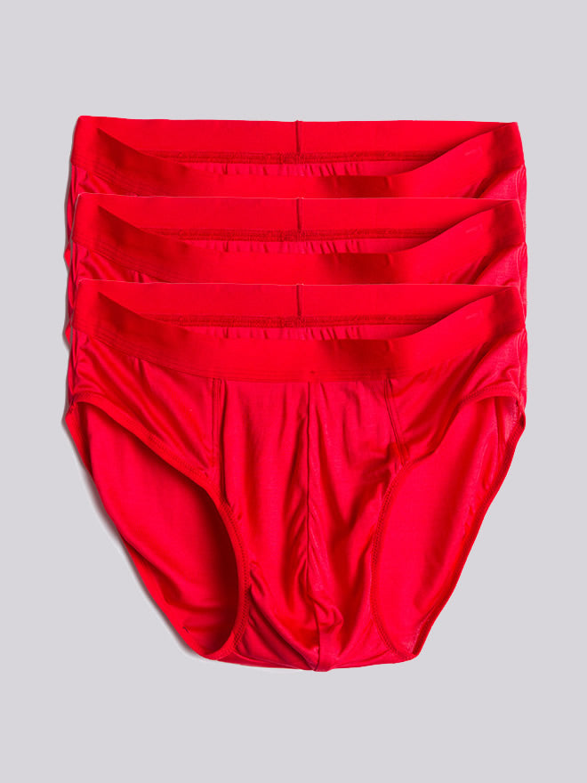 SilkSilky-AU Silk Knitted Mens Underwear Red 005