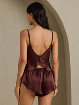 [Brown] SilkSilky-AU Spaghetti Strap Camisole Set 002
