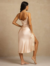 [Light Pink] SilkSilky-AU Sleeveless V Neck Nightgown 002