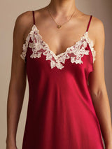 [Wine] SilkSilky-AU Spaghetti Strap V Neck Dress 004