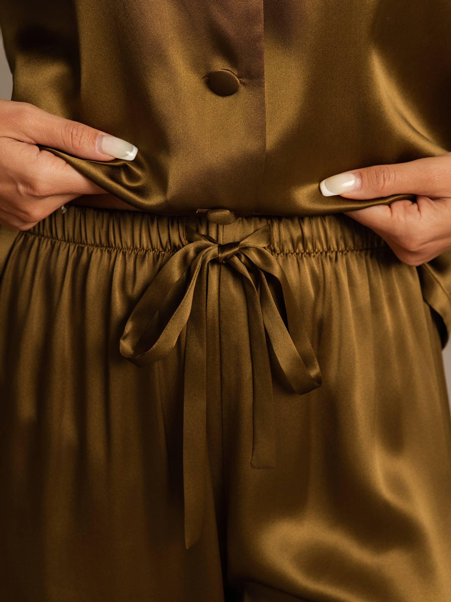 [Brown] SilkSilky-AU Long Sleeve Notch Collar Women's Pyjamas 007