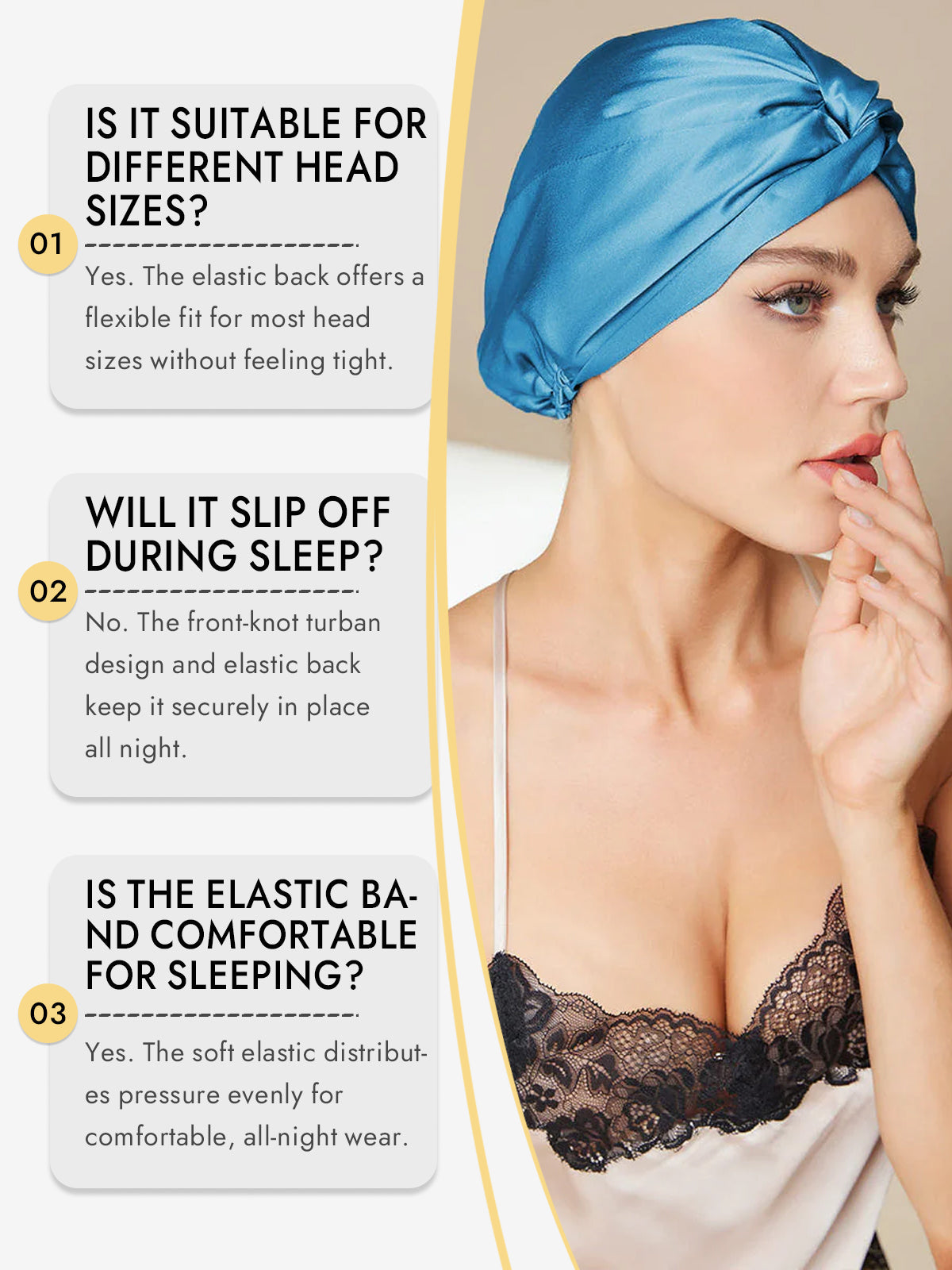 [Teal] SilkSilky-AU Pure Silk Sleep Cap 007