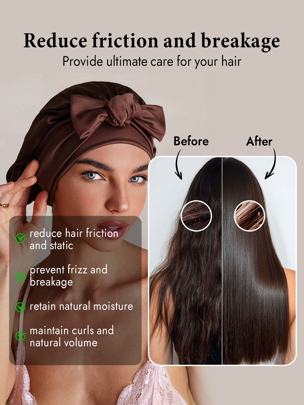 [Coffee] SilkSilky-AU Pure Silk Sleep Cap 003