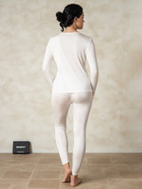 [White] SilkSilky-AU Long Sleeve Round Neck Women's Long Johns 002