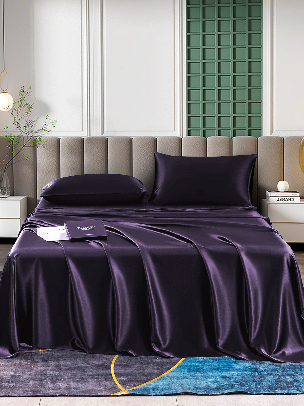 SilkSilky AU 25Momme Pure Silk Bedding Set DeepPurple 002