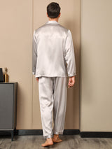 [Gray] SilkSilky-AU Long Sleeve Notch Collar Men's Pyjamas 002