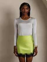 [Light Gray] SilkSilky-AU Silk Jersey Long Sleeve Round Neck Women's T-Shirt 005
