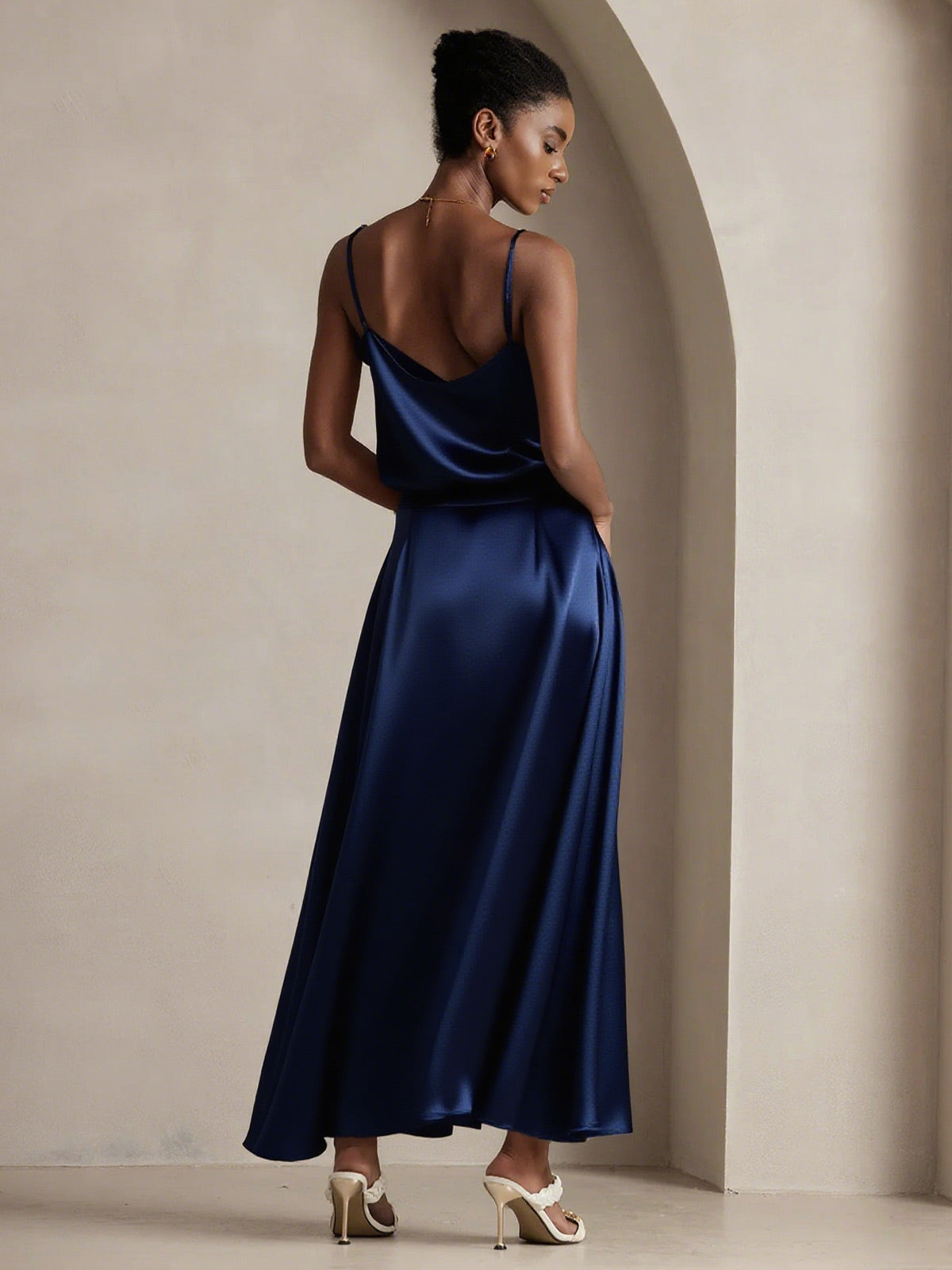 [Dark Blue] SilkSilky-AU 19Momme Silk Skirt 002