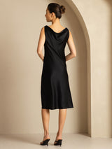 [Black] SilkSilky-AU Sleeveless Cowl Neck Dress 002