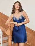 SilkSilky AU Pure Silk Sleeveless V Neck Nightgown Blue 005