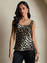 [Leopard] SilkSilky-AU 19Momme Silk U Neck Camisole 001,