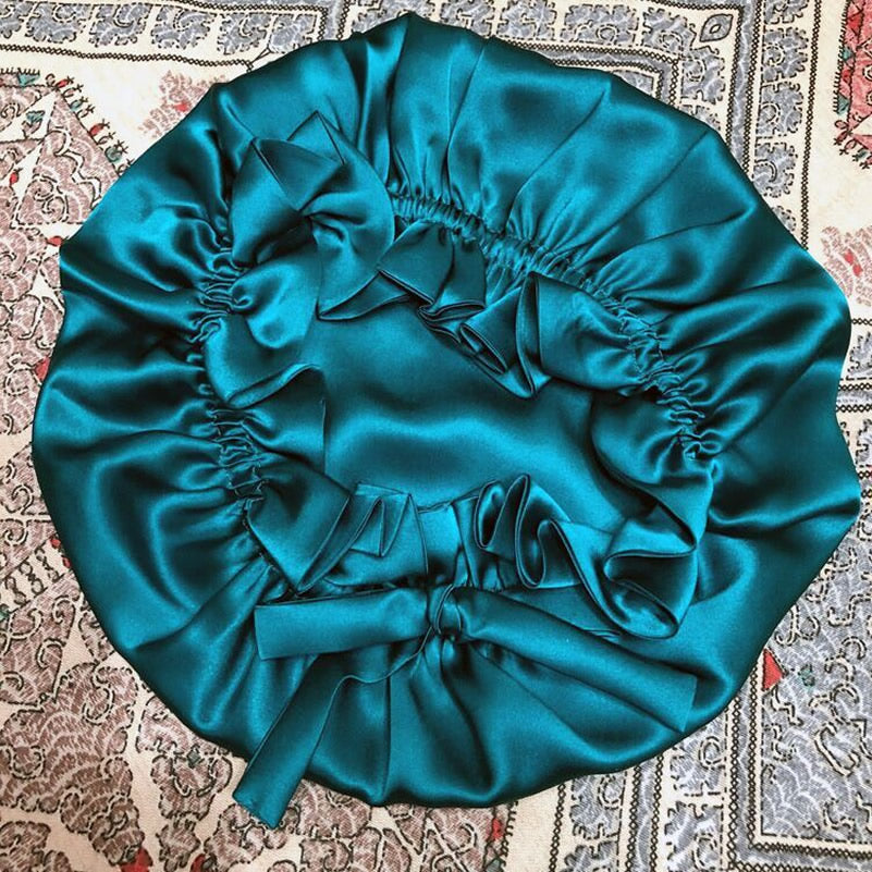 SilkSilky-AU Pure Silk Sleep Cap Teal 004