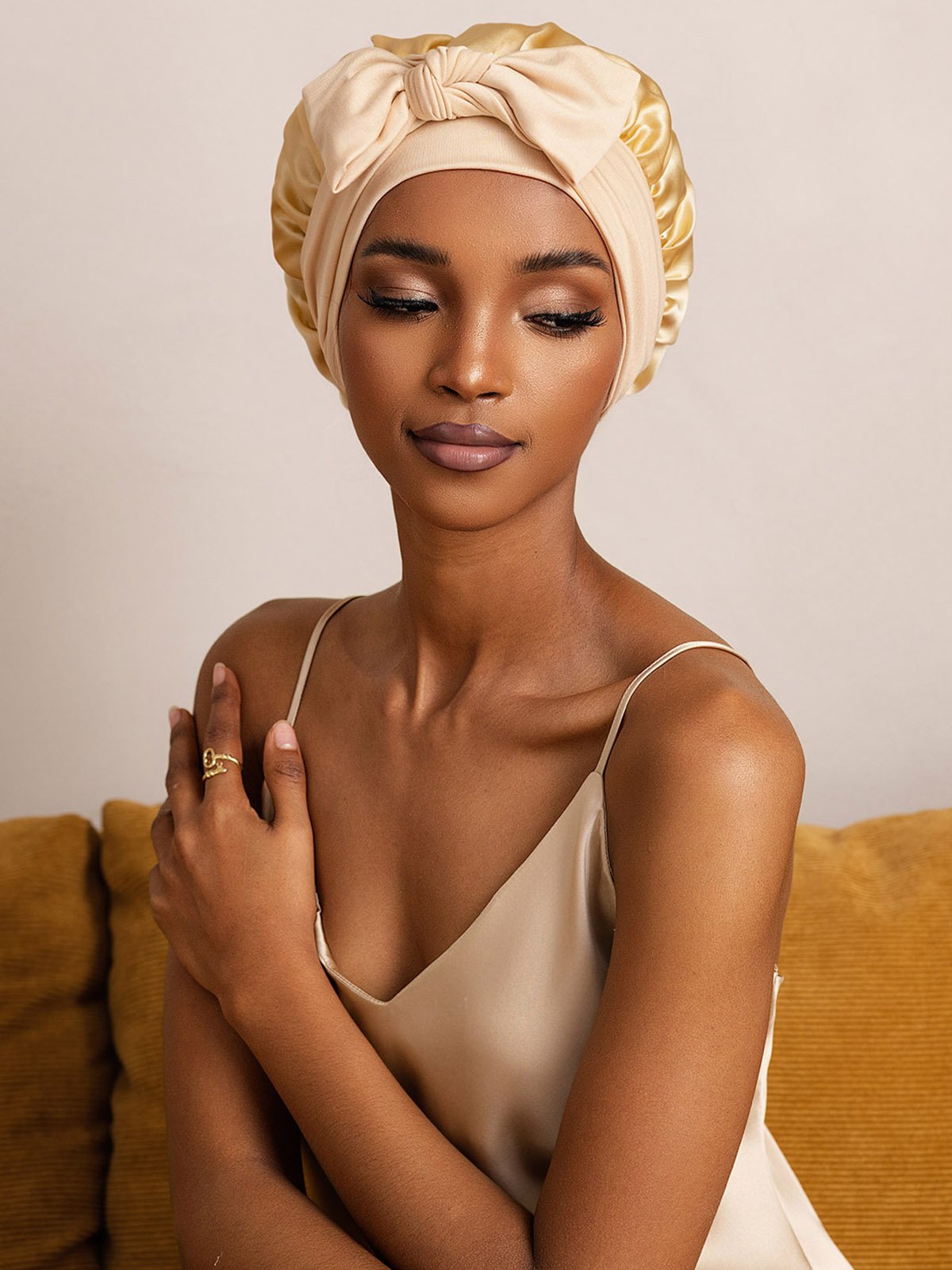SilkSilky-AU Pure Silk Sleep Cap Champagne 006