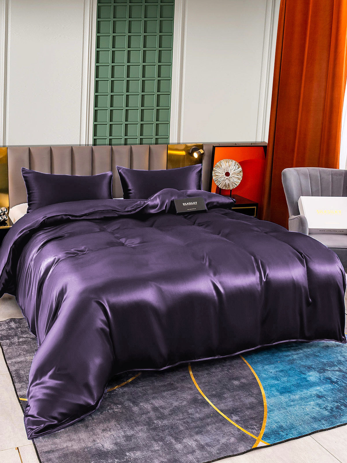 SilkSilky AU 25Momme Pure Silk Bedding Set DeepPurple 004