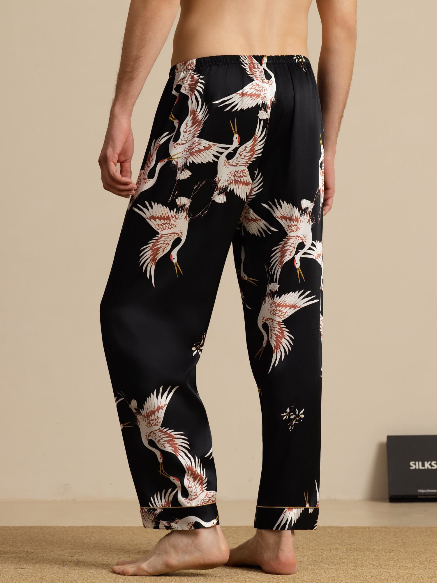 [Black] SilkSilky-AU 19Momme Mens Sleep Bottoms 002