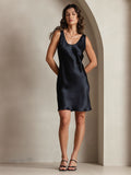 SilkSilky AU Pure Silk Sleeveless Round Neck Dress Black 004