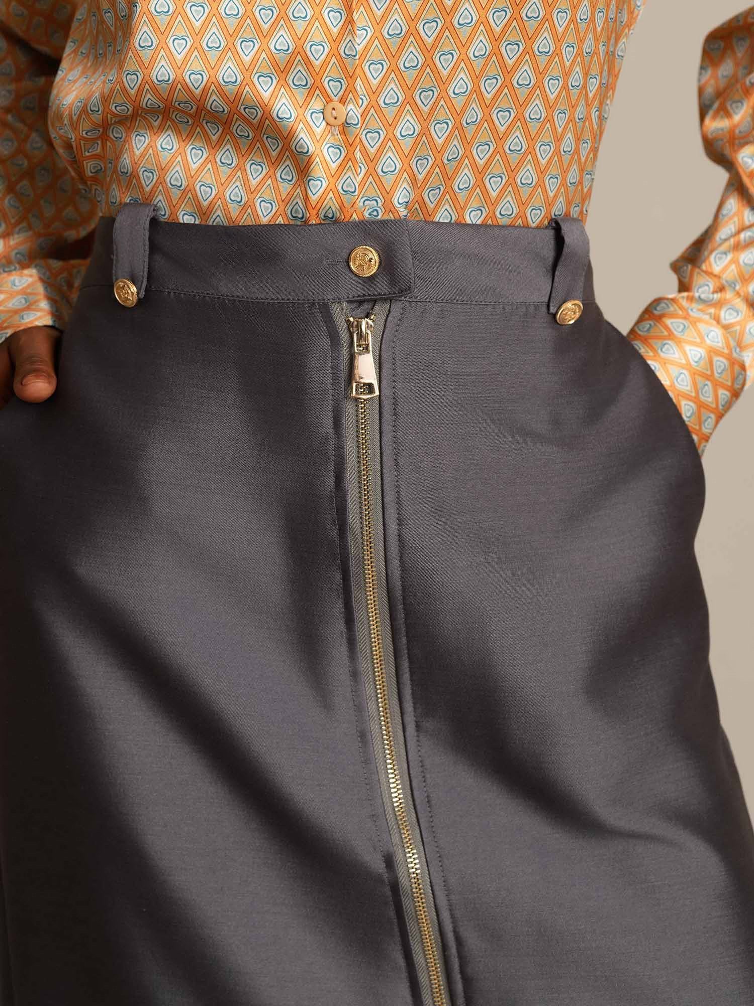 [Gray] SilkSilky-AU 32Momme Wool Split Skirt 004,