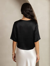 [Black] SilkSilky-AU Half Sleeve Women's T-Shirt 002