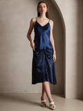 SilkSilky AU Pure Silk Sleeveless V Neck Camisole DarkBlue 003