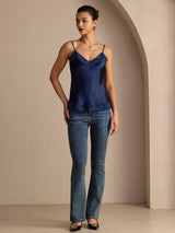 [Dark Blue] SilkSilky-AU Spaghetti Strap V Neck Camisole 006