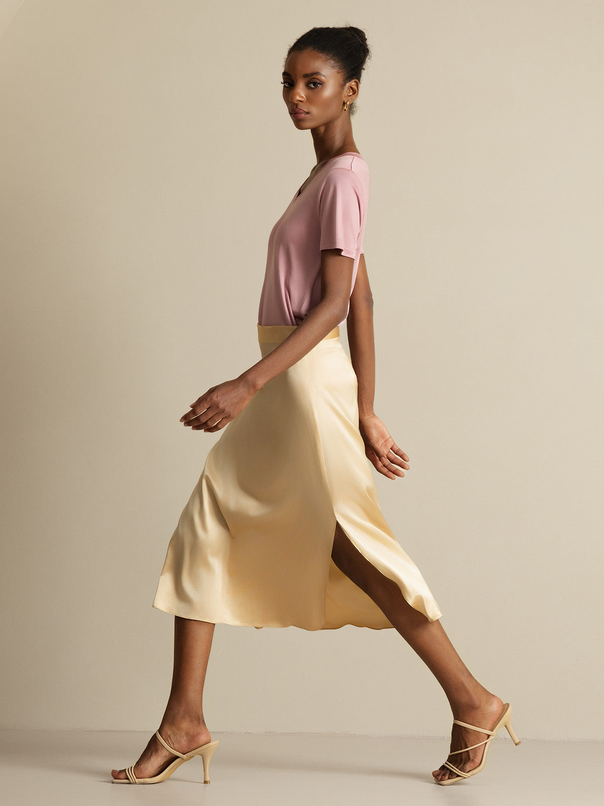 [Champagne] SilkSilky-AU 19Momme Silk Skirt 004