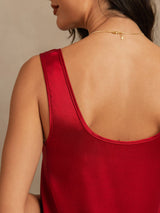 [Wine] SilkSilky-AU 19Momme Machine-Washable Silk Sleeveless Scoop Neck Women's Pyjamas 002