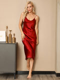 SilkSilky-AU Pure Silk Sleeveless Round Neck Nightgown Wine 001