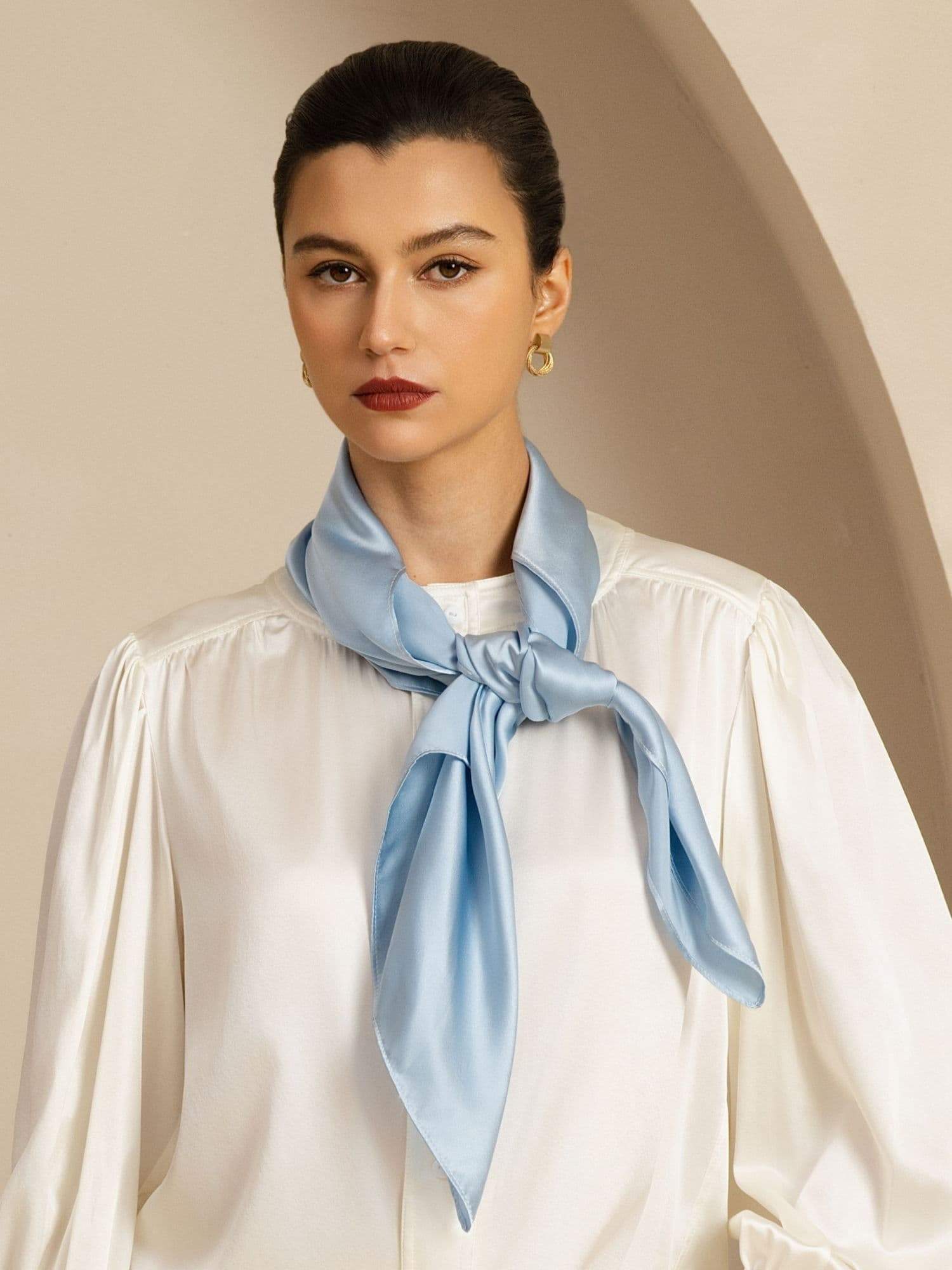 [LightBlue] SilkSilky-AU Pure Silk Scarf 002